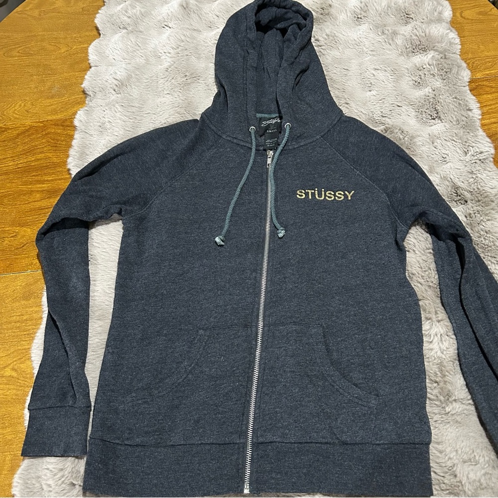 Stussy Charcoal Zip-Up Hoodie